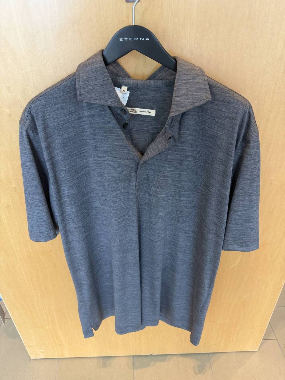 NEW MAURIZIO BALDASSARI men's micro stitch 3b polo in grey